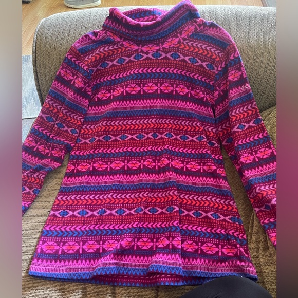Columbia Sweaters - Columbia Women’s Sz Medium Pink Fair Isle Fleece Turtleneck Shirt Soft